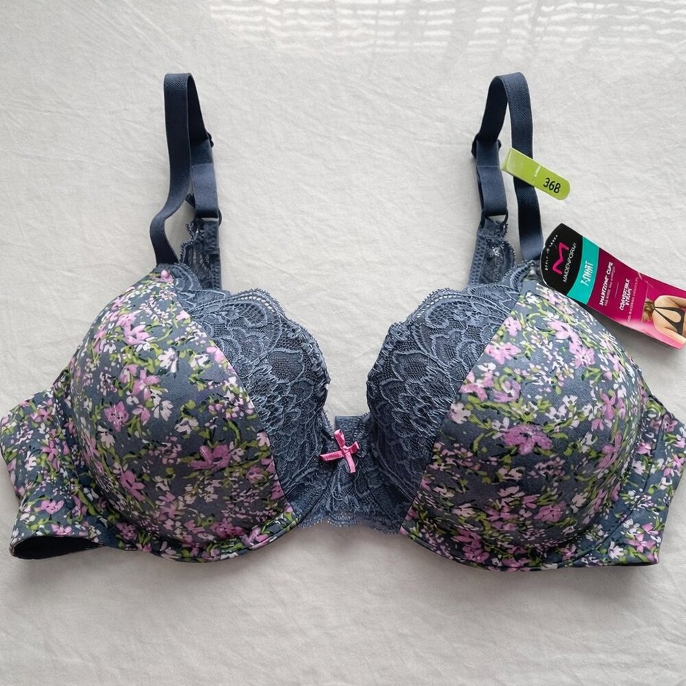 NEW Maidenform Comfort Devotion T-Shirt Bra SmartZone Floral 36B